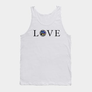 Wanderlust Love black graphx yin yang zen mountains and oceans Tank Top